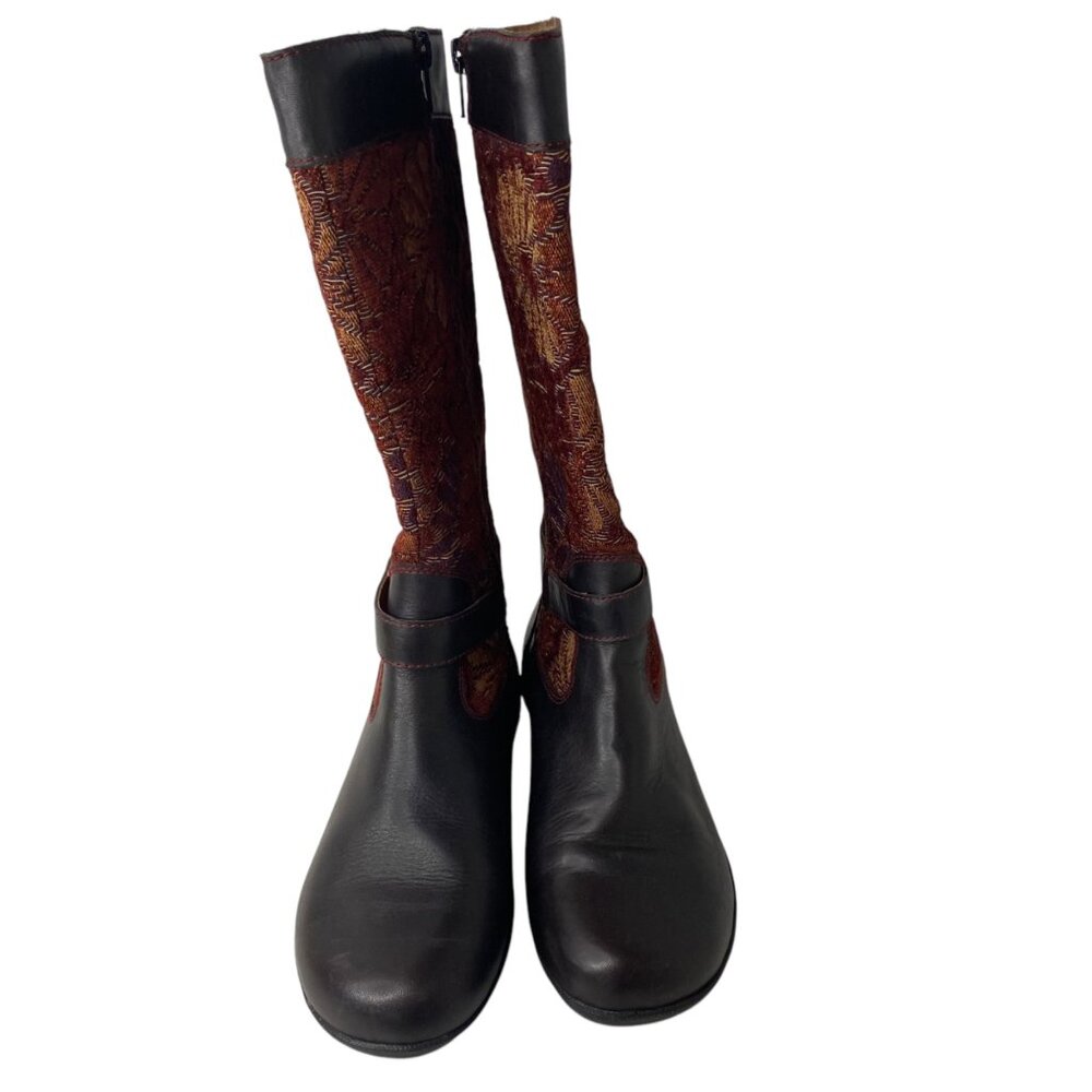 Joseph Seibel Leather Floral Tapestry Knee-High Womens Boots Size 36 - Picture 4 of 10